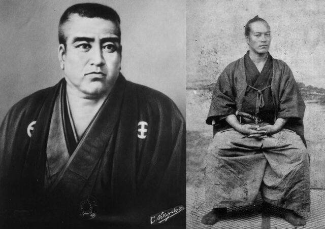 西郷隆盛(左)と山岡鉄舟の肖像
