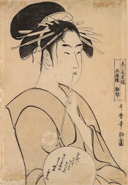 喜多川歌麿『煙管を吸う遊女』