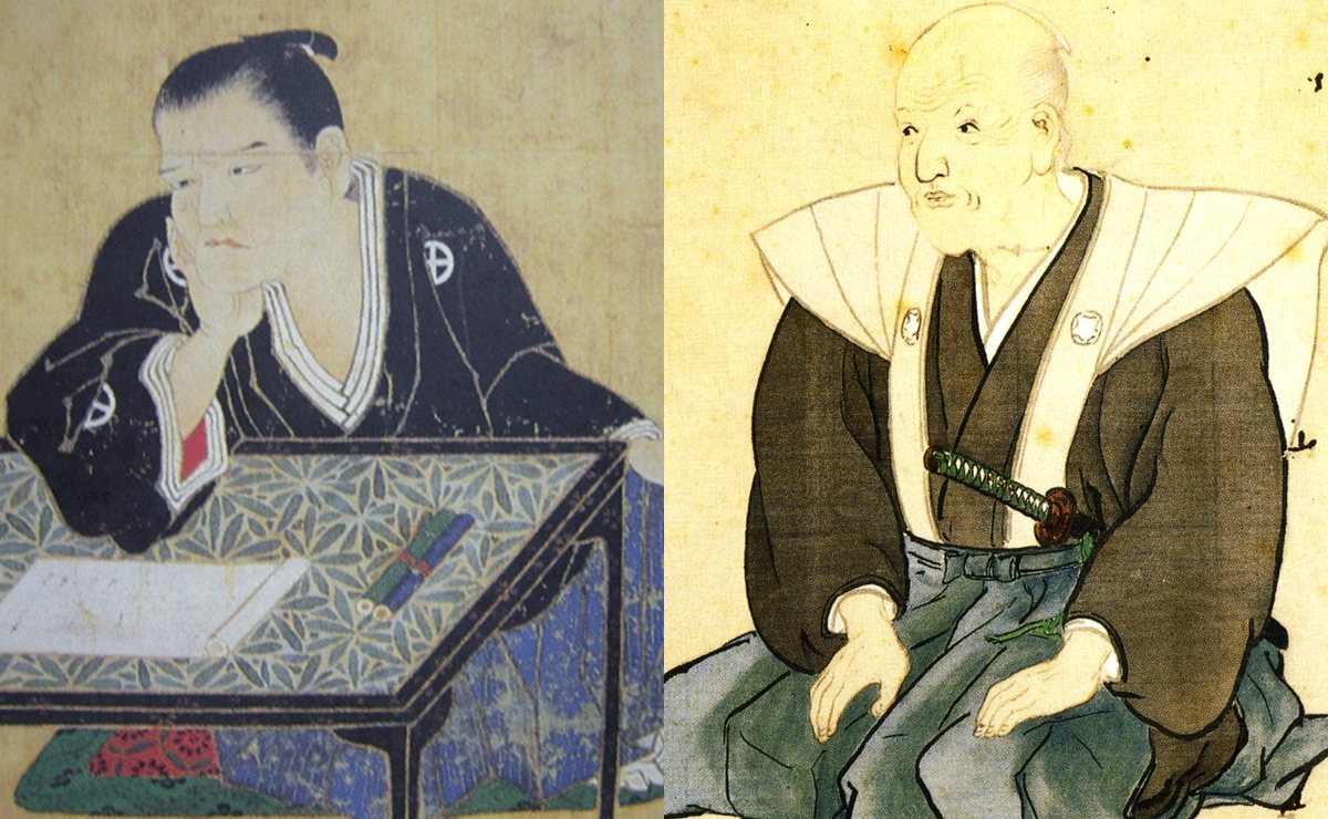 島津斉興(左)と調所広郷の肖像画
