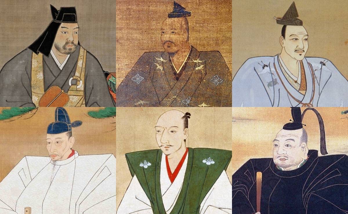 戦国FAQ 戦国武将6人（上段：謙信・信玄・氏康／下段：秀吉・信長・家康）集合アイキャッチ