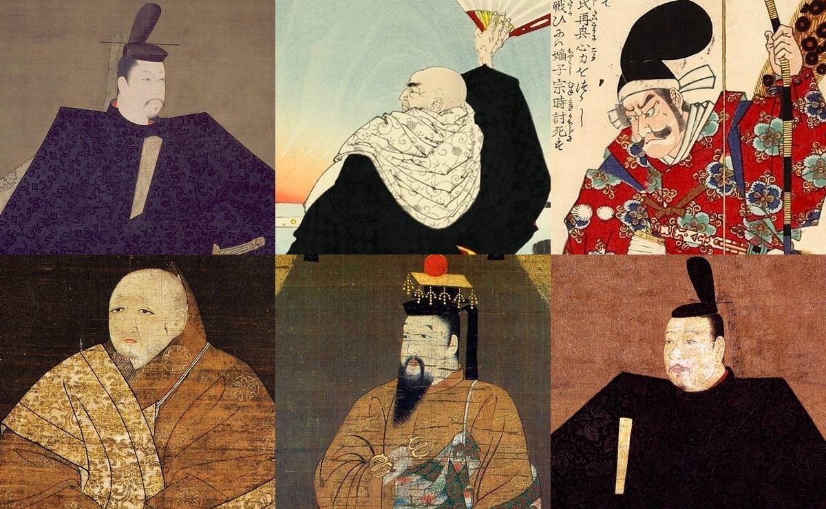 源頼朝・平清盛・北条時政・足利義満・後醍醐天皇・足利尊氏の肖像／源平・鎌倉・室町時代の政治や事件、文化、風習などの記事をまとめた総合ガイドです。