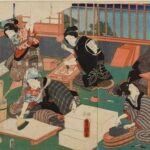 三代歌川豊国『今様見立士農工商 職人』｜浮世絵の制作工程を女性で表現した見立て絵（三枚続）