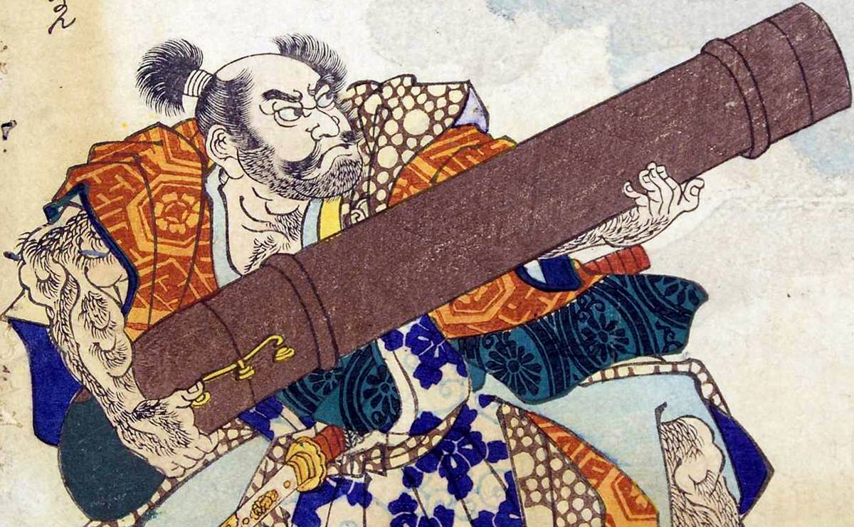 落合芳幾作『太平記英勇伝八十三 新納忠元』/新納忠元(島津家を支えた武勇と和歌に優れた武将)の浮世絵イメージ