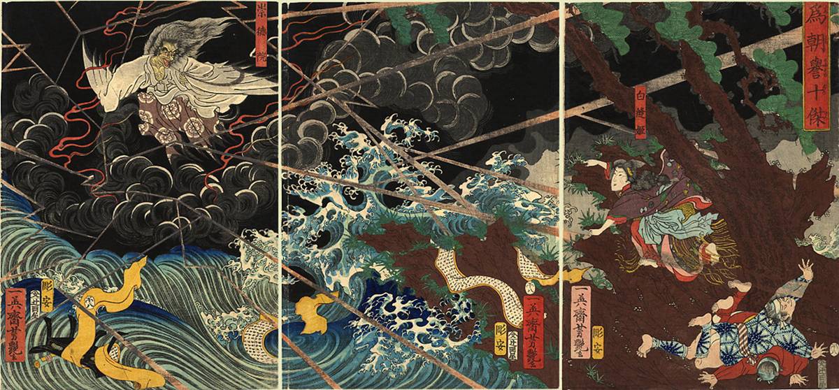 歌川芳艶『為朝誉十傑』「白縫姫 崇德院」