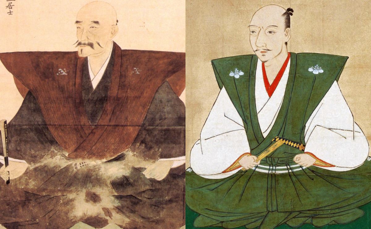 斎藤道三（左）と織田信長の肖像画