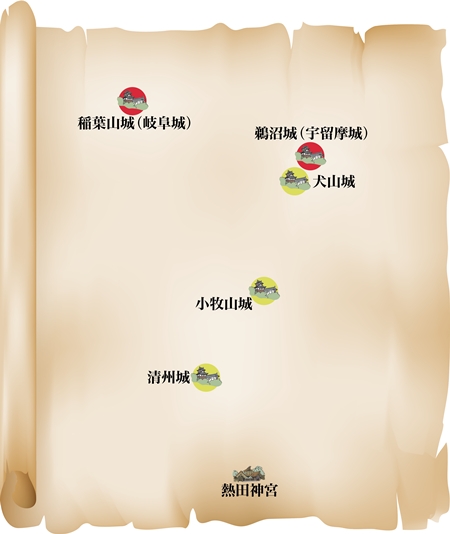 美濃と尾張の城位置を示す地図