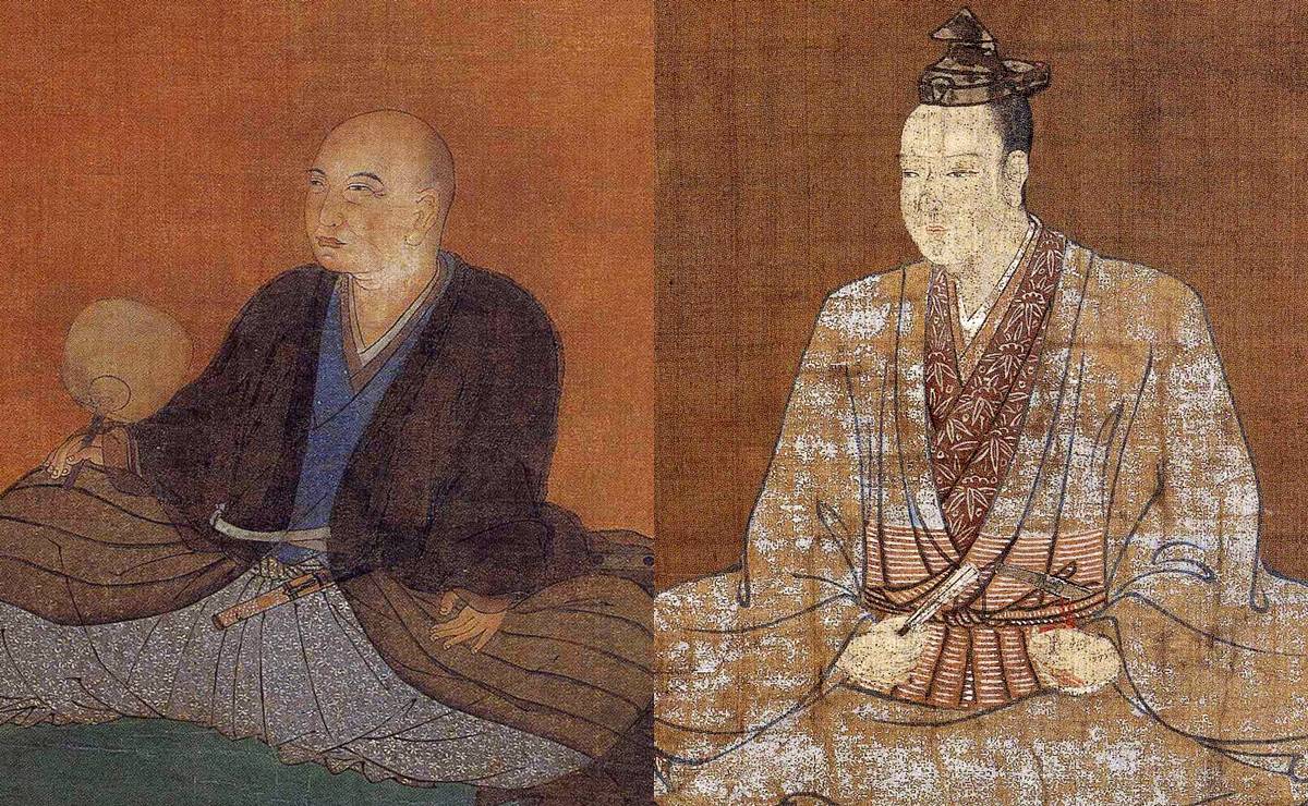 細川藤孝（左）と明智光秀の肖像画