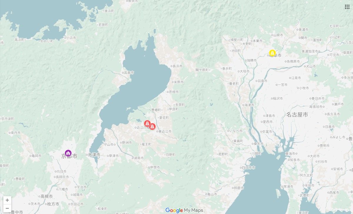 信長上洛ルート／Googleマップより引用