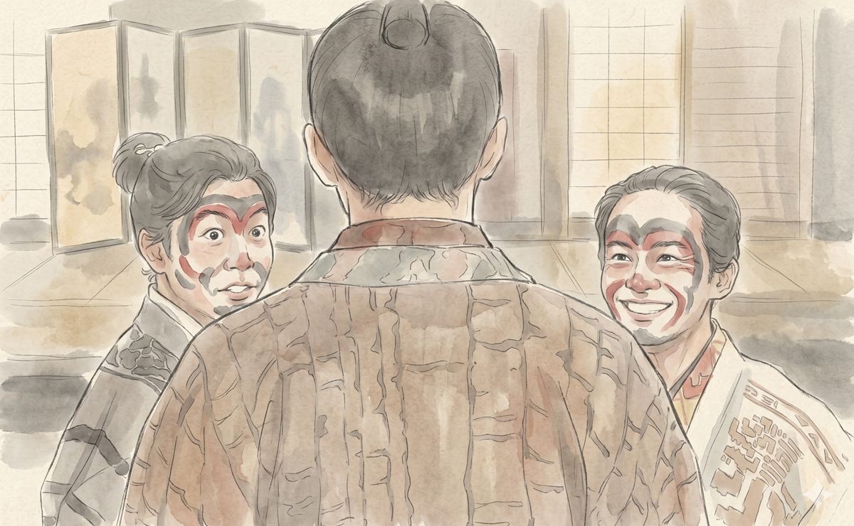 猿に扮した豊臣兄弟のイメージイラスト