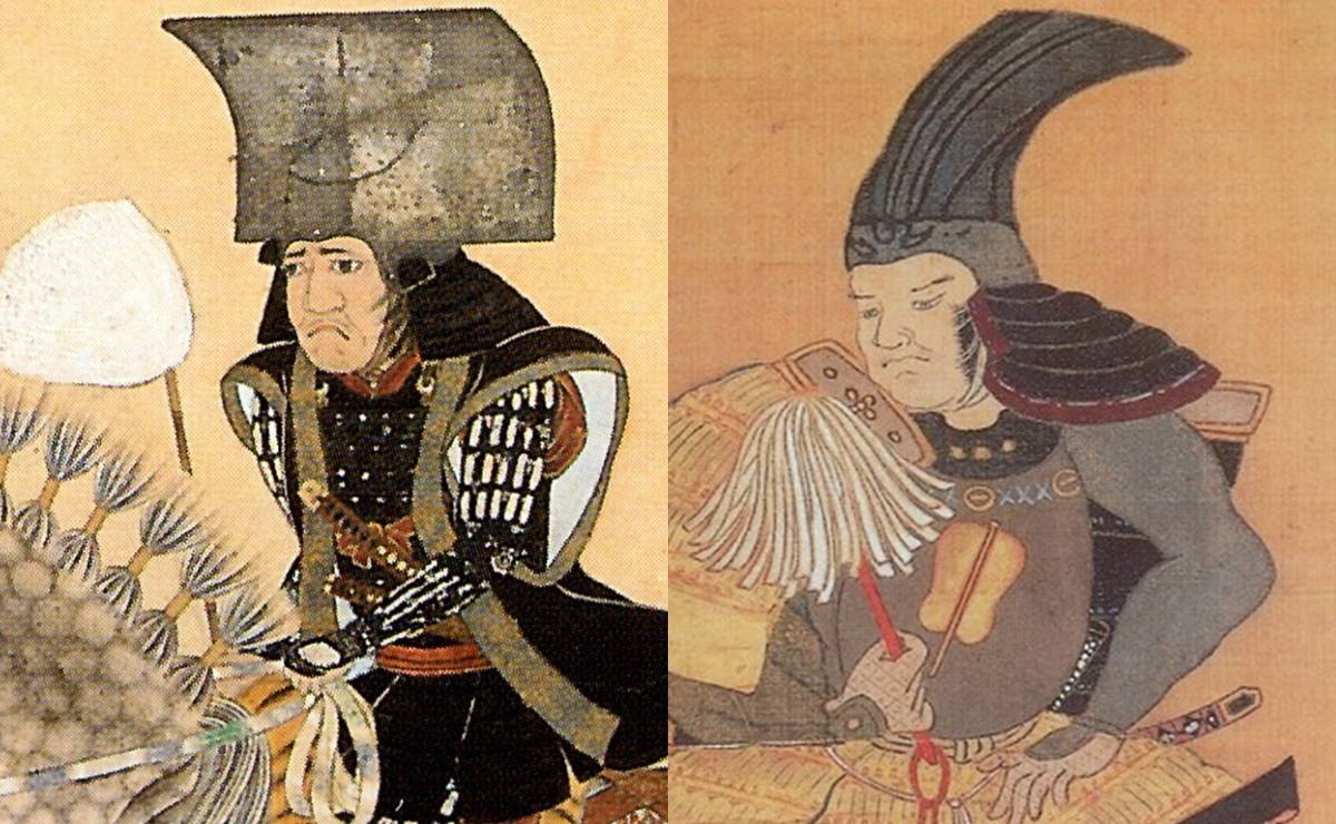 竹中半兵衛（左）と黒田長政の肖像画