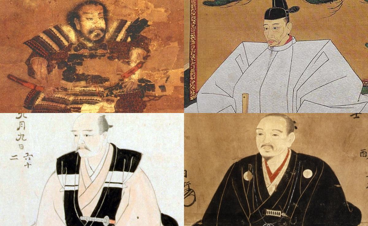 上段（柴田勝家・豊臣秀吉）と下段（滝川一益・丹羽長秀）の肖像画