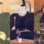 左から井伊直政・徳川家康・榊原康政の肖像画
