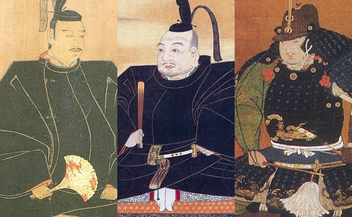 左から井伊直政・徳川家康・榊原康政の肖像画