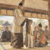 秀吉が家康に陣羽織を与えるイメージイラスト